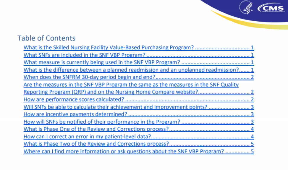 SNF Value-Based Purchasing (VBP) Program FAQs – BriggsNetNews