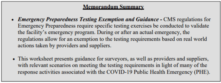 Guidance Related to Emergency Preparedness Testing Exercise ...