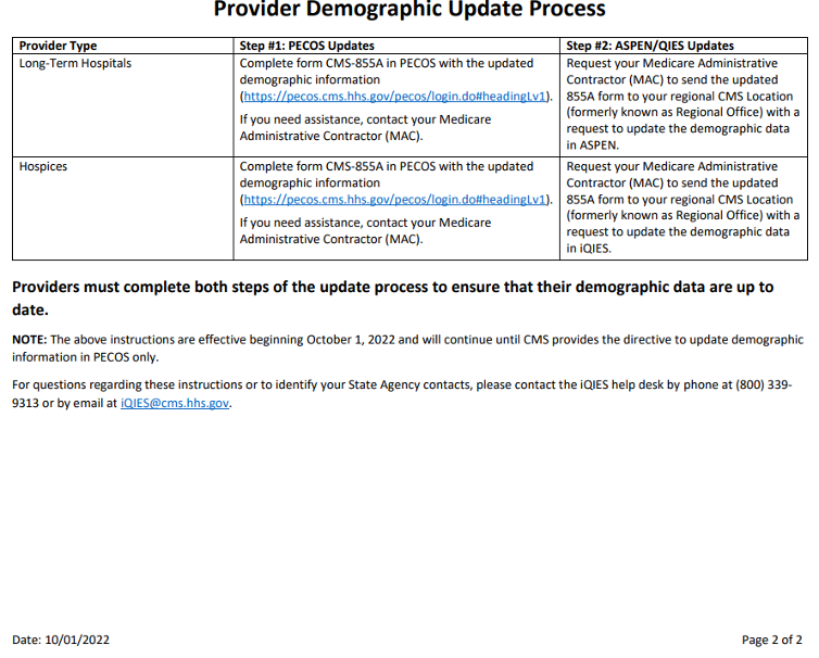 Updated Provider Demographic Data Process – BriggsNetNews